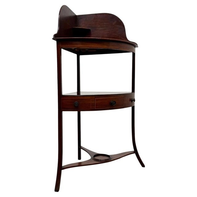 Antique 18th Century English Georgian Mahogany Corner Stand For Sale - Image 4 of 8
