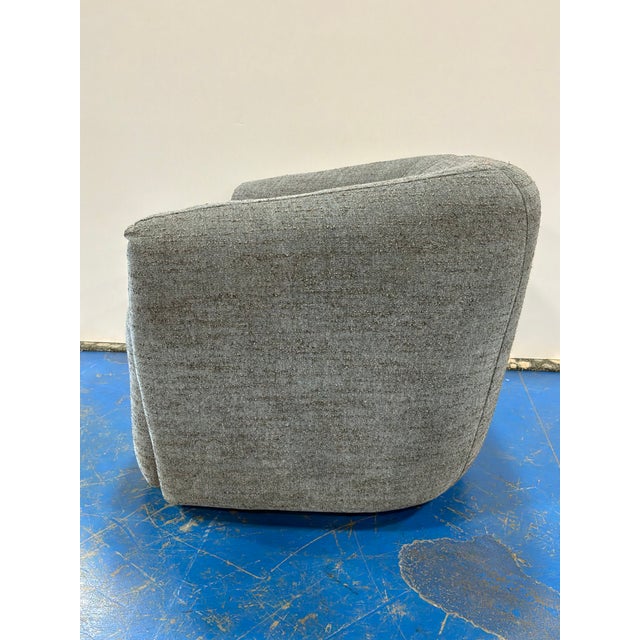 Modern Modern Swivel Chair Gray Nubby Fabric. For Sale - Image 3 of 8
