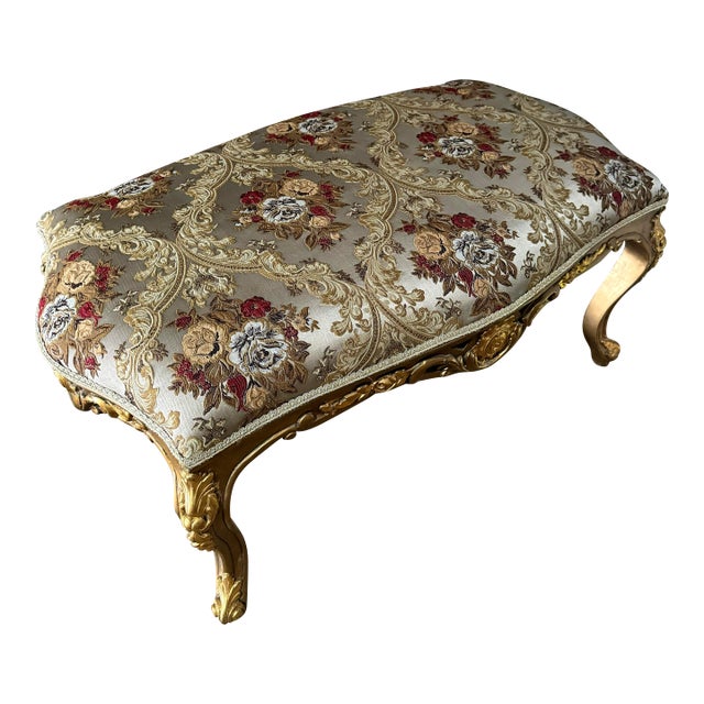 Romantic Bench French Style With Gold Leaf Details For Sale