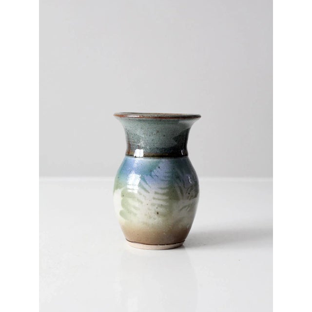 Blue Vintage Studio Pottery Vase For Sale - Image 8 of 9