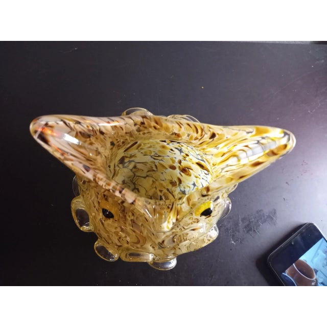 Glass Art Glass Speckled Owl Face Vase For Sale - Image 7 of 10