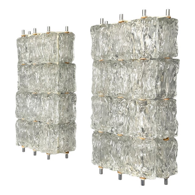 Glass Wall Lamps by Barovier & Toso, Italy, 1960s, Set of 2 For Sale