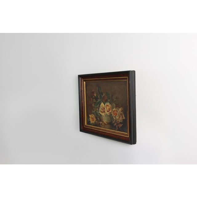 French Artist, Still Life of a Vase with Flowers, 1940s, Oil on Canvas, Framed For Sale - Image 8 of 10
