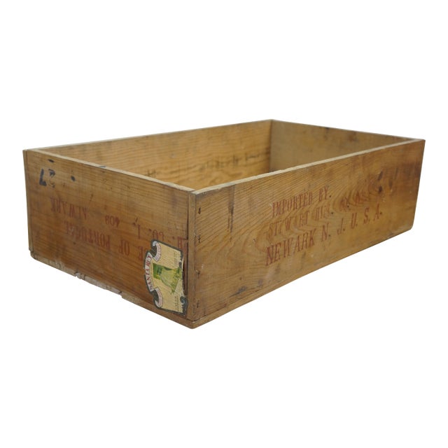 Vintage Santa Rey Rose Still Wine Caves Imperio Portugal Oak Bottle Crate Box For Sale