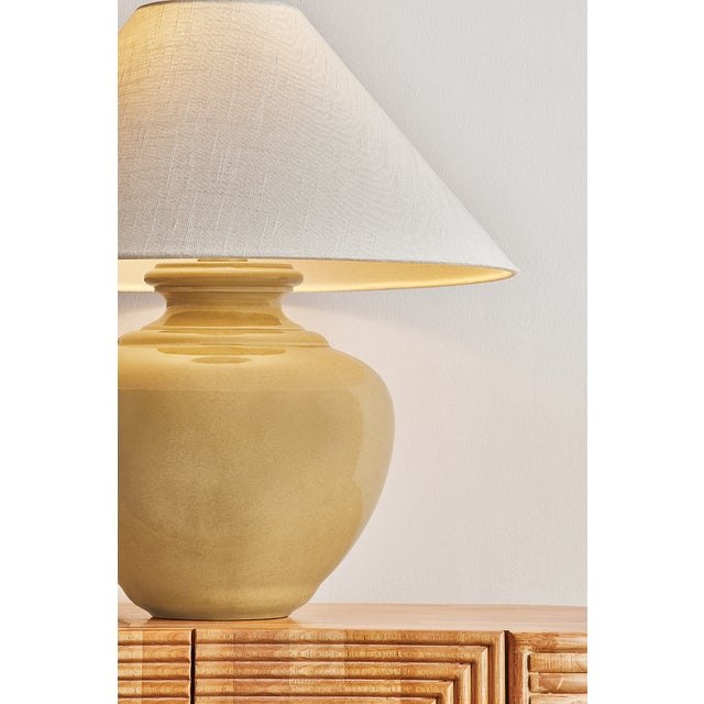 Hudson Valley Lighting Hudson Valley Lighting French Ridge 23 in. 1 Light Table Lamp in Aged Brass and Ceramic Dijon Wash Finish For Sale - Image 4 of 6