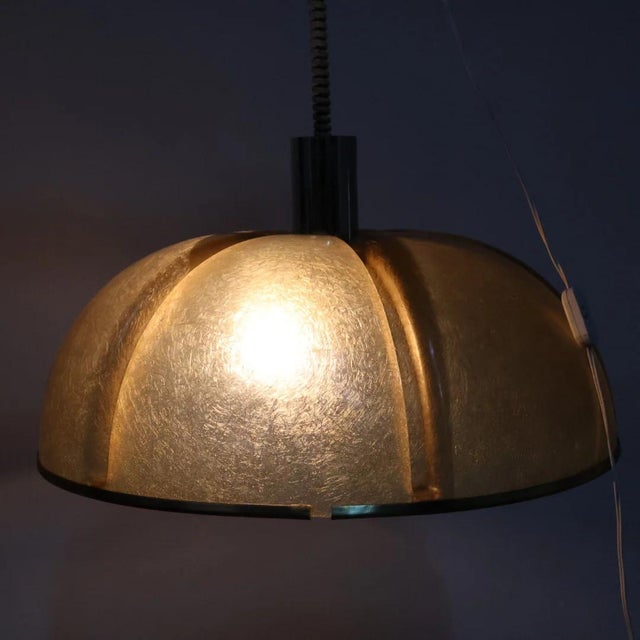 Metal Brass and Fiberglass S447 Pendant Lamp by Idea Studio Tecno for Luci Italia, 1970s For Sale - Image 7 of 10
