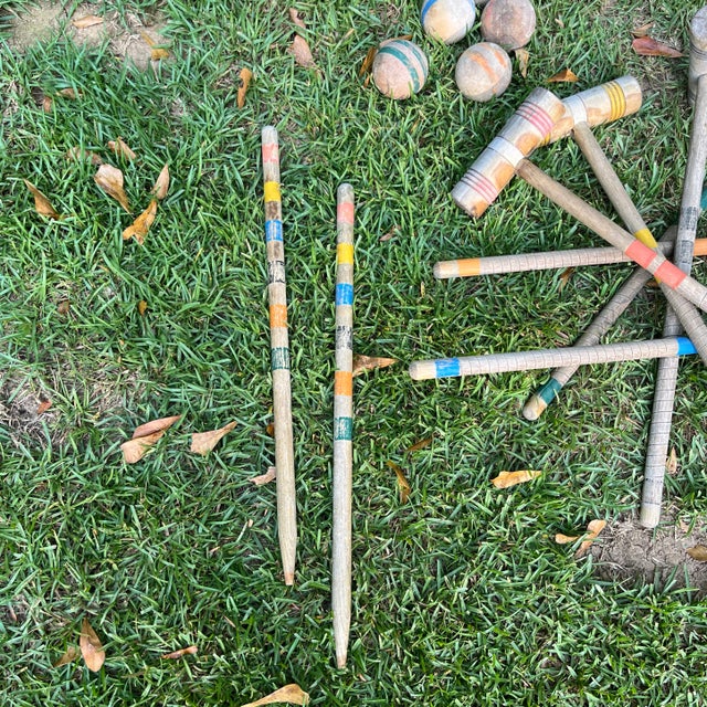Mid 20th Century Croquet Set With Rack- 24 Pieces, Vintage For Sale - Image 5 of 12