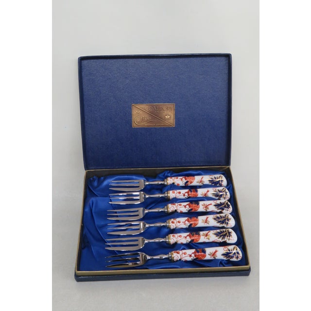Late 20th Century Coalport Sheffield Cutlery Bone China Forks Set of Six in a Box 4019b For Sale - Image 5 of 7