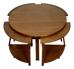 Wood Nesting Round Tables, Italy, 1970s, Set of 5