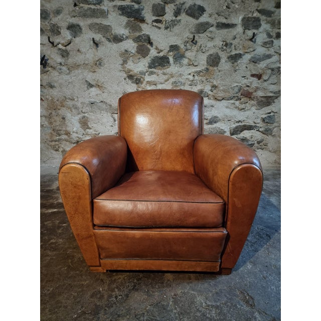 Vintage Leather Club Chair, France, 1940s-1950s For Sale - Image 10 of 18