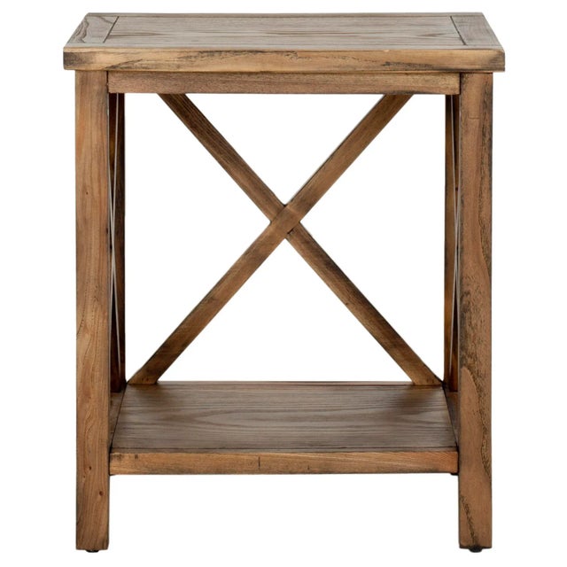 2020s Cross Back End Table in Oak For Sale - Image 5 of 5