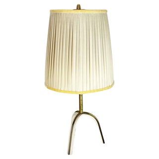 Hollywood Regency Brass Tripod Table Light in the style of Kalmar, Austria, 1950s For Sale