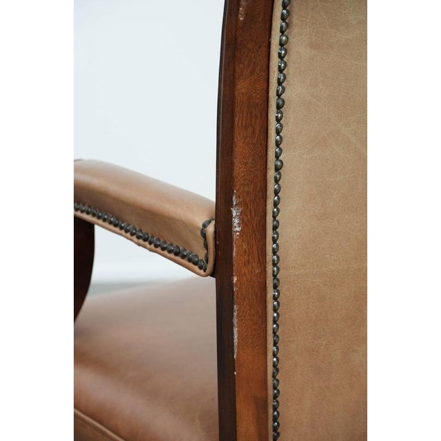 English-Style Chesterfield Swivel Office Chair in Cowhide and Wood For Sale - Image 17 of 18