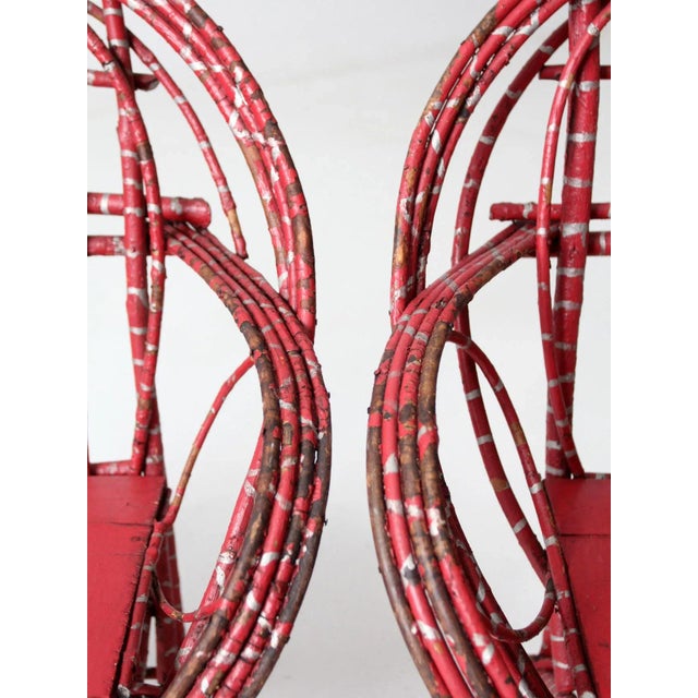 Wood Antique Adirondack Children's Twig Chairs Pair For Sale - Image 7 of 13