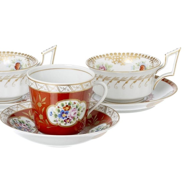 Porcelain Teacups with Saucers from Vista Alegre, Set of 10 For Sale - Image 4 of 8