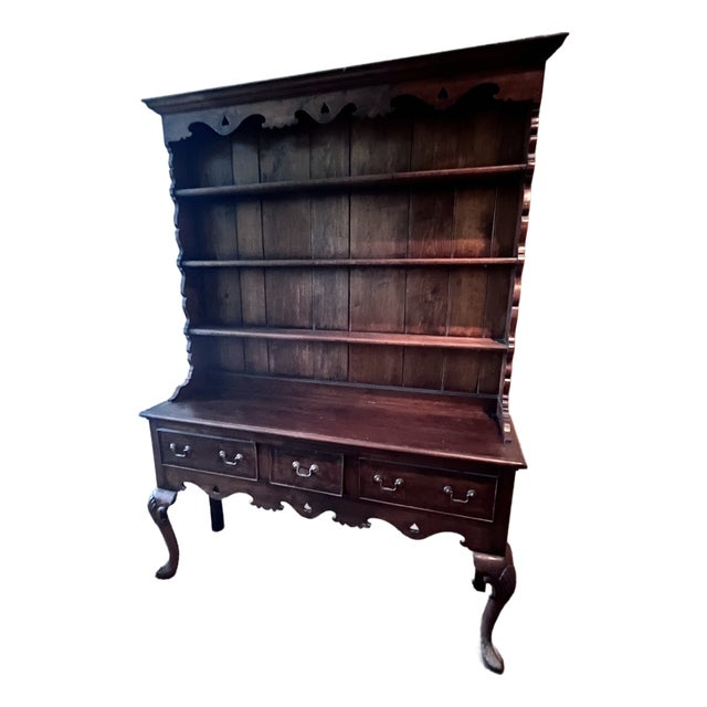1940s Holland Company Welch Dresser W/Plate Rack in Distressed Oak For Sale