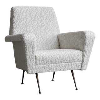 Mid-Century Modern Leopard Armchair with Brass Legs, 1950s For Sale