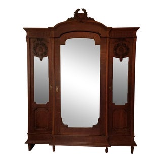 Vintage Oak Antique 19th Century Armoire For Sale