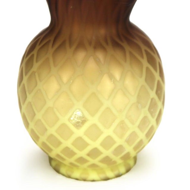 Glass Antique Amber Satin Glass Double Vase With Diamond Quilt Pattern C1890 For Sale - Image 7 of 8
