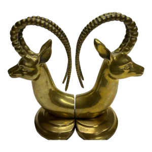 Pair of 1960s Mid-Century Modern Brass Gazelle Bookends