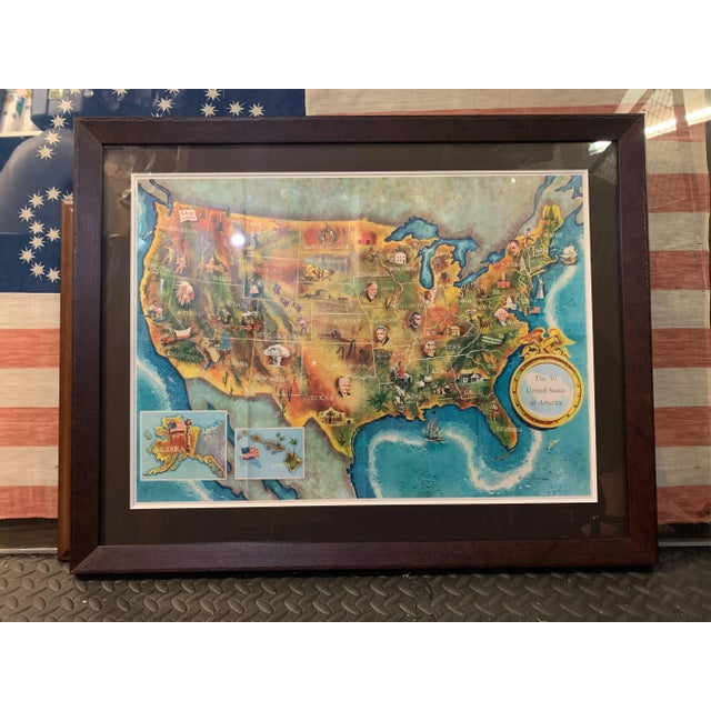 Mid-Century Modern 1960 "The 50 United States of America" Pictorial Map by Lorin Thompson For Sale - Image 3 of 3
