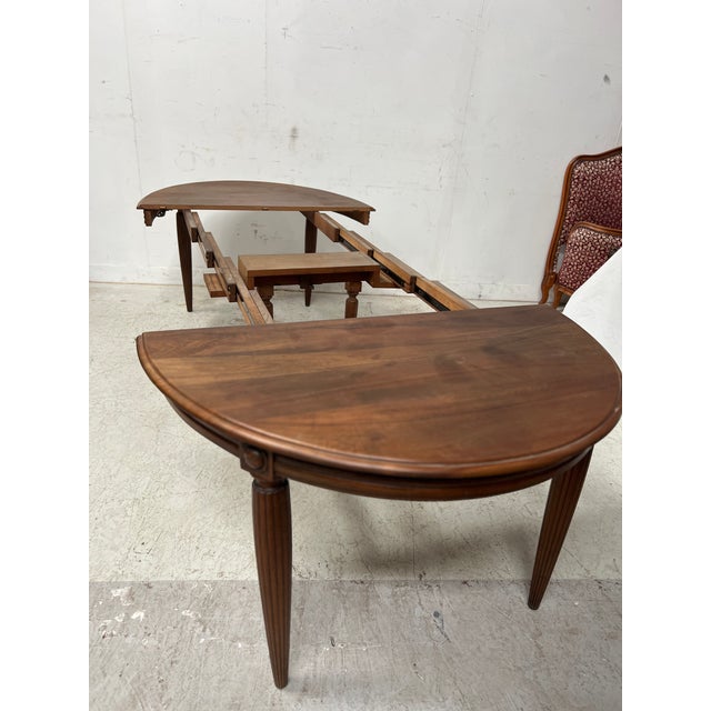 Art Deco Table and Chairs in Walnut, 1930s, Set of 7 For Sale - Image 9 of 18