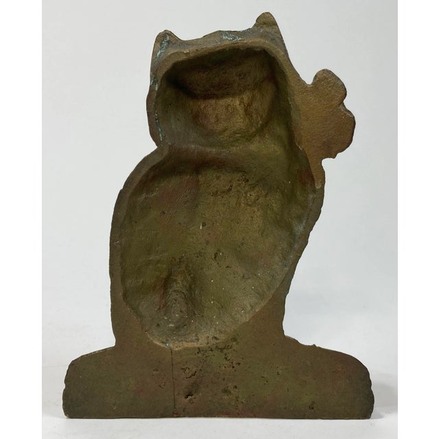 Vintage Cast Brass Cat W/ Ribbon Collar Doorstop For Sale - Image 4 of 5