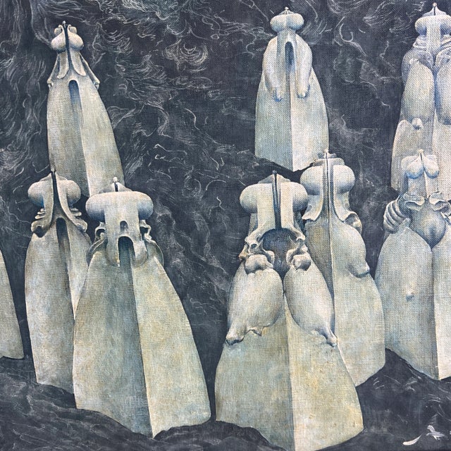 Abstract Surrealism Oil on Canvas by Ernst Made in 1966 Signed Unframed For Sale - Image 9 of 12