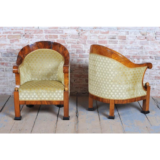 Empire Upholstered and Inlaid Walnut Living Room Set, Austria, 1810s, Set of 3 For Sale - Image 14 of 18