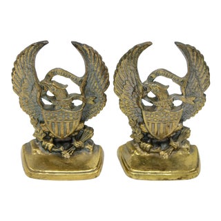 Vintage Golden Federal Eagle Cast Iron Bookends - a Pair For Sale