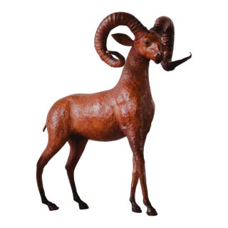 Mid 20th Century Ram Leather Sculpture For Sale