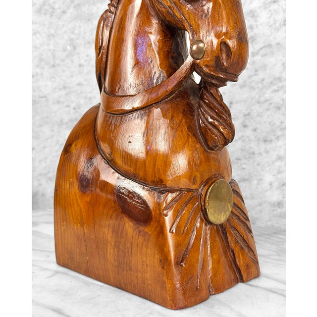 Brown Vintage 17" Traditional Equestrian Show Horse Carved Wood Sculpture For Sale - Image 8 of 8