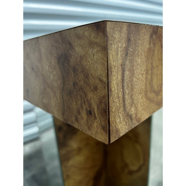 Vintage Burl Veneer and Mirrored Side Table in the Style of Milo Baughman For Sale In Philadelphia - Image 6 of 10