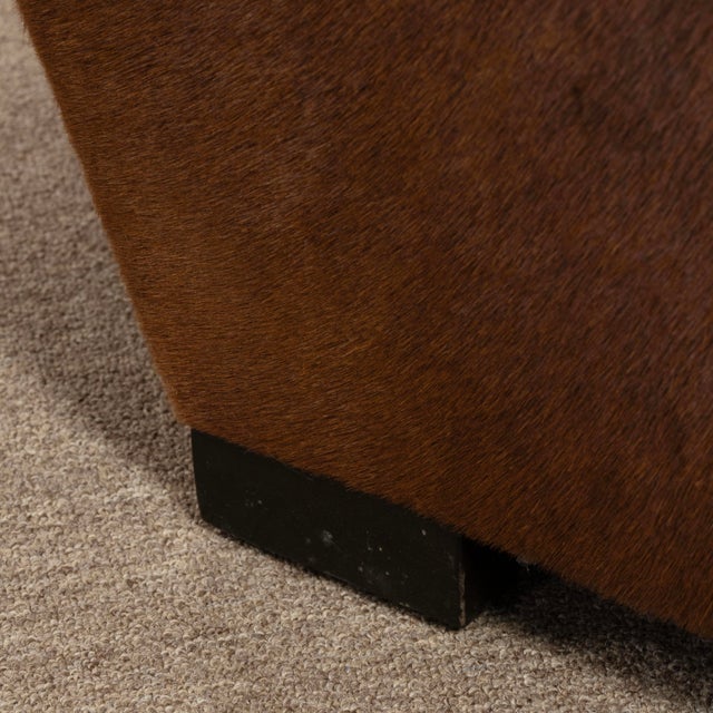 Late 20th Century Contemporary Low Profile Cognac Colored Animal Hide Arm Club Chair For Sale - Image 5 of 8