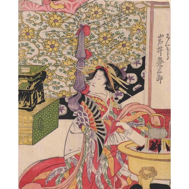 Utagawa Toyokuni II, The Japanese Tea Ritual, Woodcut, 19th Century For Sale - Image 5 of 6