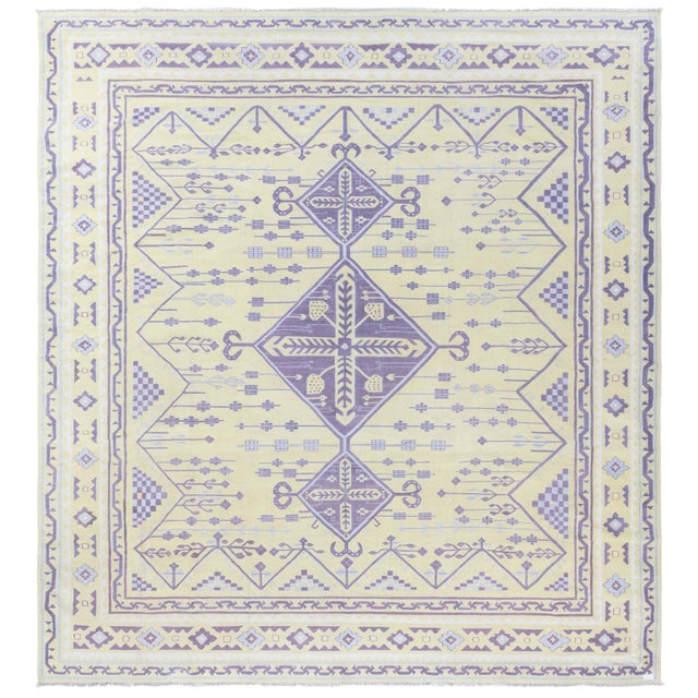 Doris Leslie Blau Vintage Dhurrie Pale Sand With Lavender Flatweave Cotton Rug For Sale