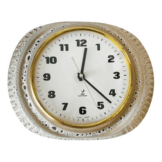 Vintage Electronic Ceramic Doucic Jars Wall Clock from Jaz, 1970s For Sale