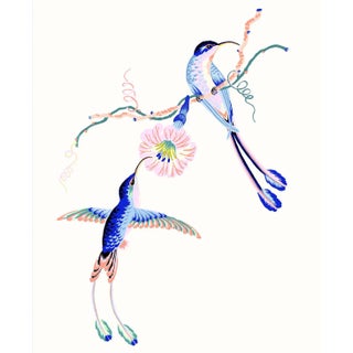 Contemporary Hummingbird Giclée Print in Cream For Sale