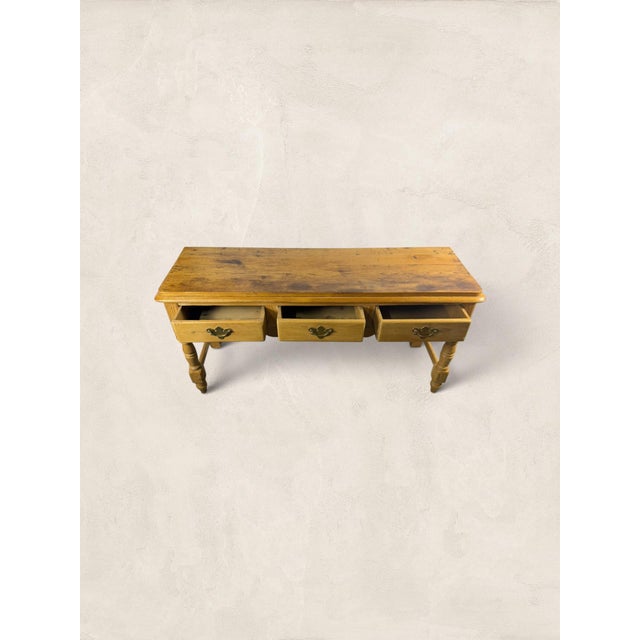 Late 19th Century English Antique Victorian Pine Three-Drawer Console Table For Sale In Tampa - Image 6 of 7