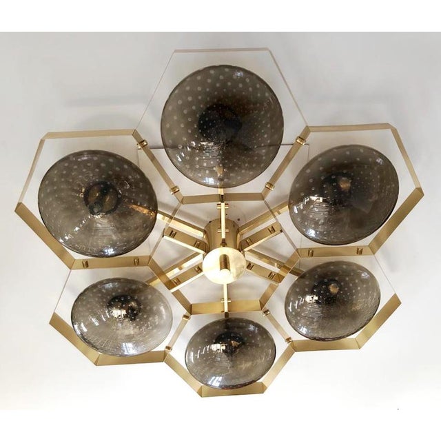21st Century Hive Polished Brass Smoky Bubbles Murano Flush Mount by Fabio LTD For Sale - Image 6 of 9