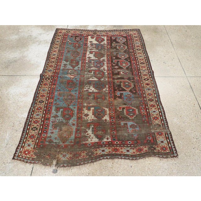 Galerie Shabab Collection Early 20th Century Distressed Caucasian Kazak Rug For Sale - Image 4 of 10