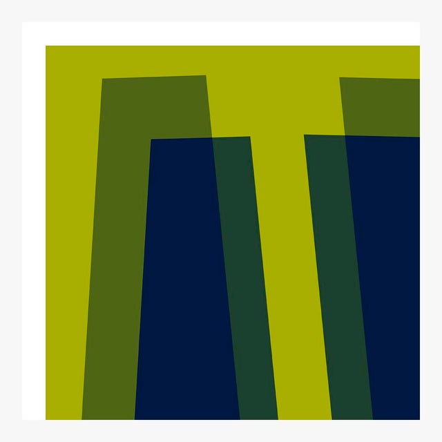 Deep Navy and Lime Transparencies Fine Art Print 32" X 45" by Liz Roache For Sale - Image 4 of 6