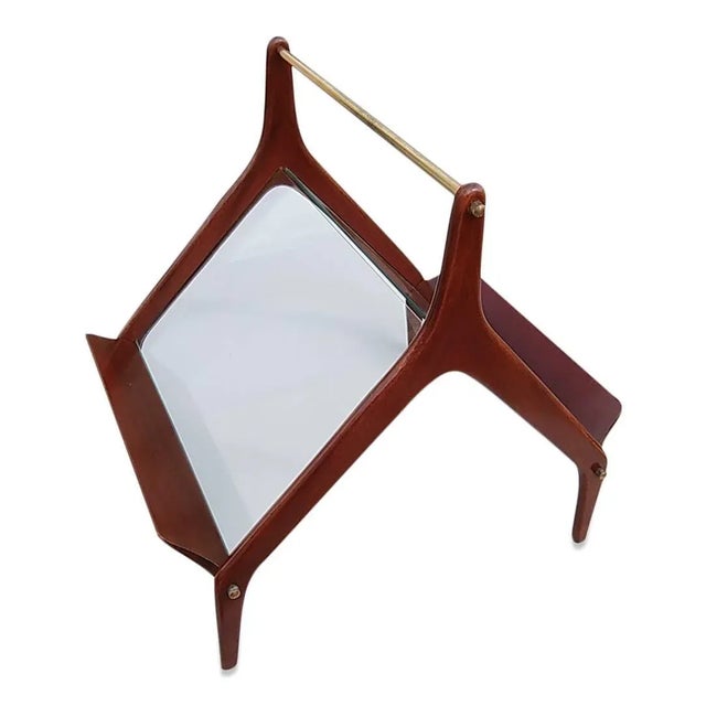 Italian 1960s Italian Mahogany and Glass Magazine Rack For Sale - Image 3 of 7