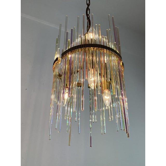 Vintage Italian Chandelier in Brass and Murano Glass, 1960s For Sale - Image 6 of 14