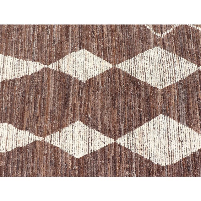 2020s 2020s Modern Casual Afghan Tribal Rug in Wool With Abstract Design in Browns and Ivory For Sale - Image 5 of 13