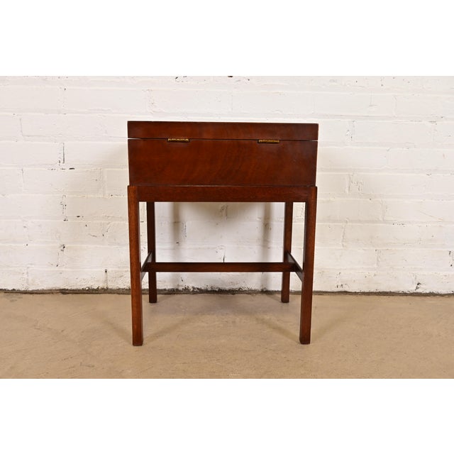 Baker Furniture Georgian Inlaid Mahogany Chest on Stand Side Table For Sale - Image 10 of 11