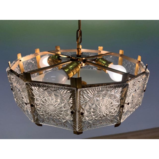 Glass and Brass Pendant attributed to Jaroslav Bejvl for Kamenicky Senov, 1970 For Sale - Image 4 of 10