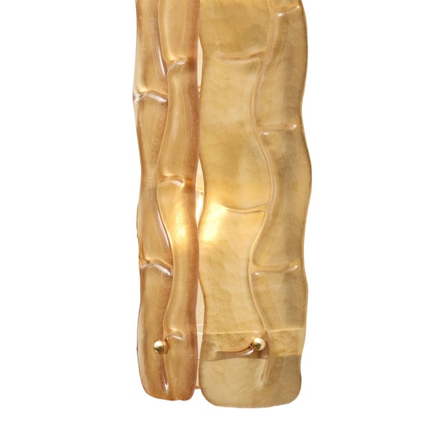 Murano Textured Amber-Orange Glass Sconces - a Pair For Sale - Image 4 of 9