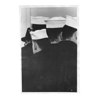 1968 Sailors and Holiday Travelers at O'Hare Black and White Photograph For Sale