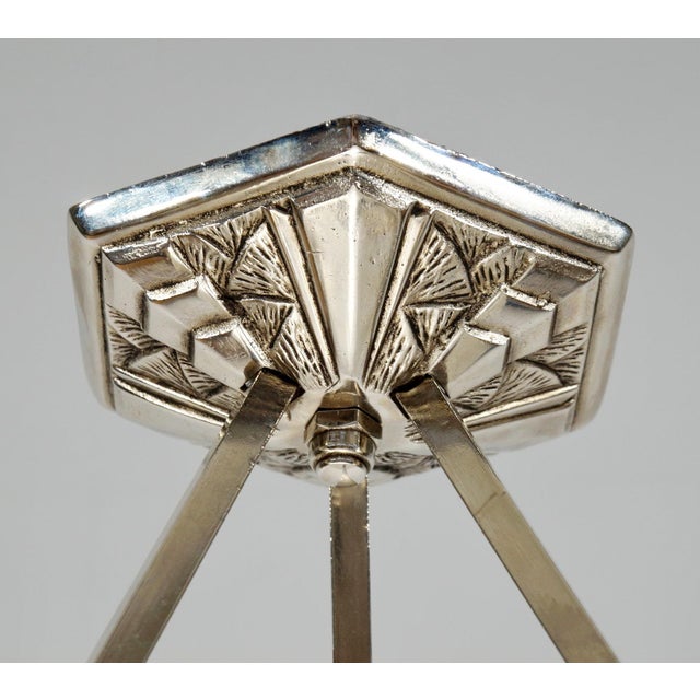 Metal French Art Deco Pendant Light by Noverdy 1920s France For Sale - Image 7 of 9